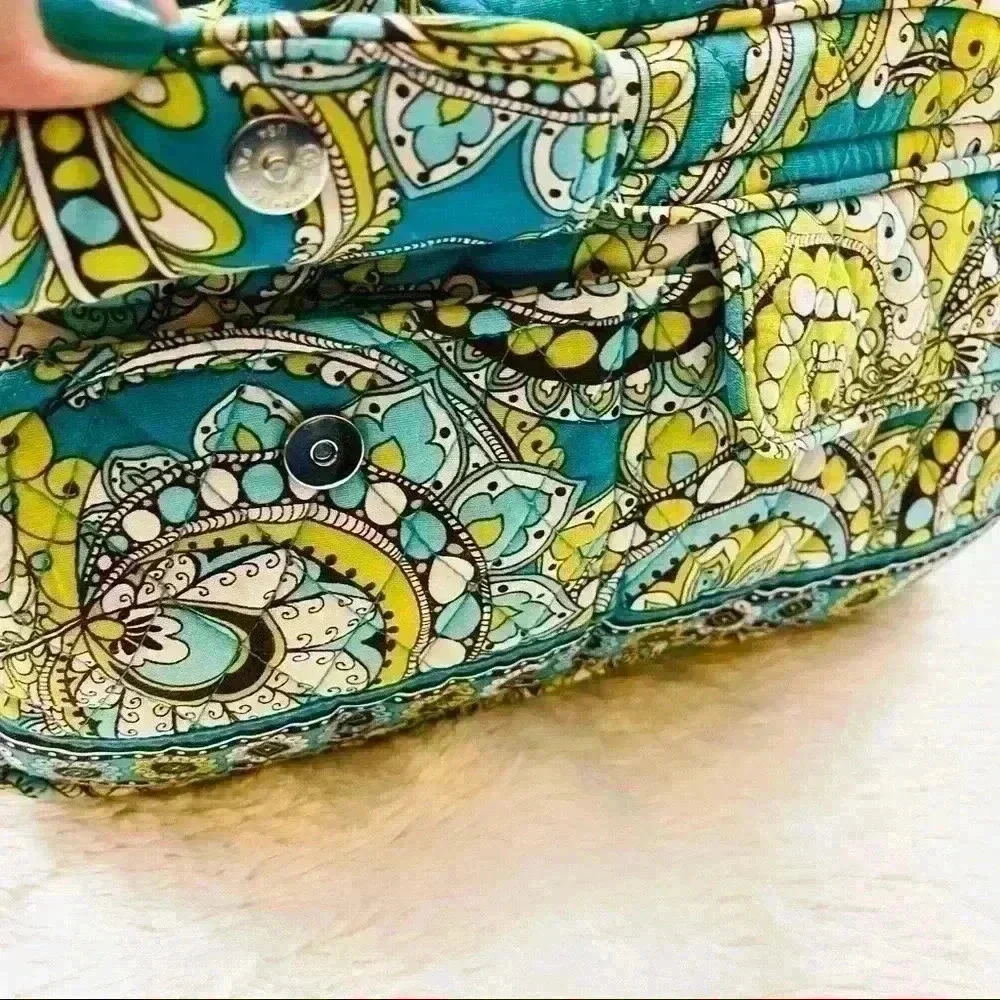 Vera Bradley Turquoise Yellow Paisley‎ Floral Print Quilt Shoulder Purse